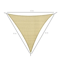 Outsunny Voile d'ombrage Triangulaire Grande Taille 4 x 4 x 4 m polyéthylène Haute densité résistant aux UV Coloris sable(m-3)