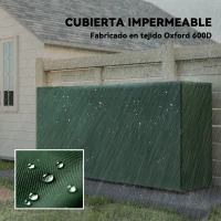 Outsunny Leñero con Cubierta Estante para Interior y Exterior Carga 200kg 200x36x99 cm Verde Oscuro y Negro(m-4)