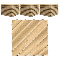 Outsunny 27 Pcs Wooden Interlocking Decking Tiles, 30 x 30 cm Anti-slip Outdoor Flooring Tiles, 0.81㎡ per Pack, All Weather Use for Patio, Balcony, Terrace, Hot Tub, Yellow(m-1)