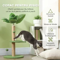PawHut Pom pentru pisici cu stâlp de zgâriere, platforme și bile, din pluș și placaj, Ø40x83 cm, verde(m-4)