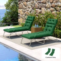Outsunny Set of Two 190 x 56cm Sun Lounger Cushions - Green(m-8)