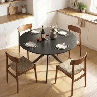 HOMCOM Tavolo da Pranzo Rotondo Stile Industriale con Gambe a Croce in Acciaio, Ø120x75 cm, Nero(m-9)