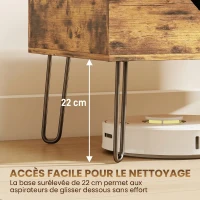 HOMCOM Table Basse Relevable en Bois avec Grand Rangement Caché, Hauteur Réglable, 95 x 50 x 40 cm, Marron Rustique(m-6)