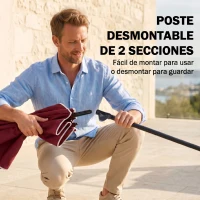 Outsunny Sombrilla de Terraza de Aluminio 2x1,3x2,5 m Parasol de Jardín Rectangular con Función de Inclinación Rojo Vino(m-7)