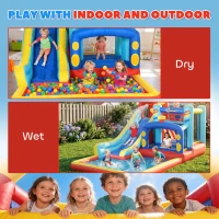 Outsunny 4-in-1 Bouncy Castle, with Slide, Trampoline, Climbing Wall, Blower, Multicoloured(m-8)