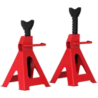 HOMCOM Axle Stands 2 Ton Car Jack Stands Pack of 2, 28-42.5 cm Height Adjustable Support Jack Stand, Heavy Duty Car Lift Tool for Vehicles, Caravans, Workshops, Garages, Red(m-1)