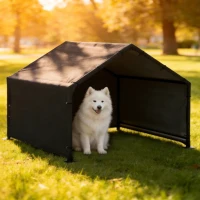 PawHut Dog Shade Shelter Outdoor, Dog House Outside with Canopy, Pet Tent for Small Medium Large Breeds(m-10)