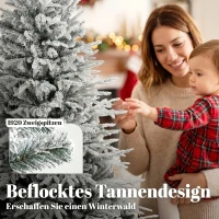 HOMCOM Schneebeflockter Weihnachtsbaum 180 cm mit 1920 Spitzen, Klappsystem, künstlich, voll(m-5)