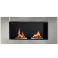 Chimenea de Pared Bioetanol 110x54x14'5cm Acero Inoxidable 2 Quemadores Gel Bioetanol Etanol(m-11)