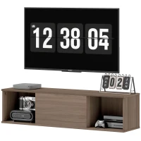 HOMCOM Armario de Pared Mueble de TV Colgante con 2 Compartimentos Abiertos y Puerta Abatible 120x30x29,5 cm Marrón(m-11)