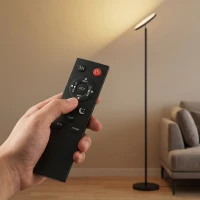 HOMCOM RGB Uplighter Stehlampe, dimmbare Lampe mit Fernbedienung & Touch-Steuerung, 350° drehbarer Kopf, Schwarz(m-8)