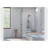 HOMCOM Oglindă pentru baie cu lumină LED reglabilă în 3 temperaturi, întrerupător tactil și sistem anti-aburire, 70x50 cm(m-12)
