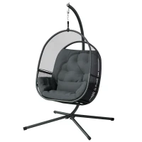 Outsunny Hanging Egg Chair, with Cushion - Dark Grey(m-11)