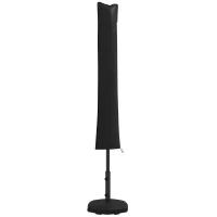 Outsunny Housse de Protection imperméable pour Parasol Droit avec Fermeture éclair et Cordon de Serrage Noir(m-12)