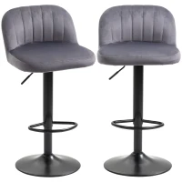 HOMCOM Lot de 2 tabourets de bar design contemporain avec repose-pieds hauteur réglable et pivotant gris(m-12)