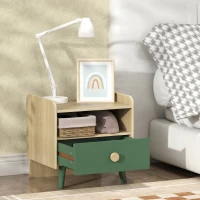 AIYAPLAY Noptieră cu sertar pentru copii 3-10 ani, din MDF și lemn de pin, 40 x 32,5 x 40 cm, verde(m-8)
