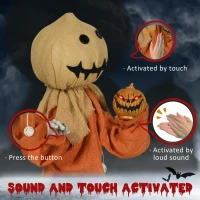HOMCOM 77cm Halloween Scarecrow Decoration, Outdoor Activated Prop with Light Up Eyes, Sound Activated(m-6)