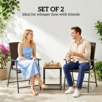 Outsunny Set of Two Folding Rattan Seat Chairs - Brown(m-4)