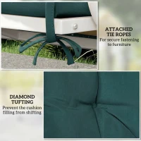 Outsunny 2 Seater Bench Pad, Garden Chair Cushion with Back and Ties for Indoor and Outdoor Use, 98 x 100 cm, Green(m-6)