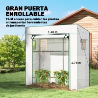 Outsunny Invernadero de Exterior con Ventanas de Malla y Puerta con Cremallera para Cultivar Plantas Flores 196x77x197 cm Blanco(m-5)