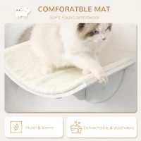 PawHut Wood Cat Shelves, Wall-Mounted Cat Shelter, Curved Kitten Bed Perch Climber Furniture 41 x 28 x 21cm White(m-6)