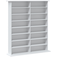 HOMCOM Medienregal, 8 Ebenen, DVD-Regal mit 12 verstellbaren Böden, 16 Fächer, für 720 CDs, Weiß