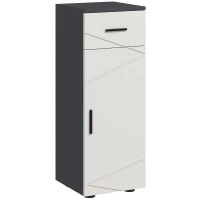 kleankin Mobiletto Bagno in Truciolato con Cassetto e Armadietto a 2 Livelli Regolabili, 30x30x82 cm, Grigio(m-1)
