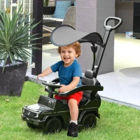 HOMCOM Rutschauto mit Schiebstange Mercedes-Benz G350 Rutschfahrzeug mit Lenkrad 3-in-1 Schiebeauto für 18-36 Monate Kinder Schwarz(m-2)