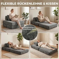 HOMCOM 2-in-1 Boneless Cloud Schlafsessel, Klappbares Chenille-Bodensessel mit Dickem Stützkissen, Grau(m-7)