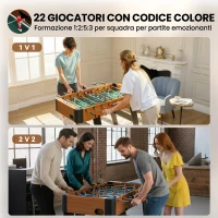 SPORTNOW Calcio Balilla Pieghevole con Impugnature Antiscivolo, 2 Palline e Segnapunti, Marrone(m-5)