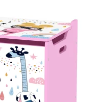 AIYAPLAY Storage Chest, Wooden Toy Chest with Lid, Flip-Top, Security Hinges and Anti-Pinch Design for Kids, Pink(m-10)