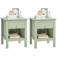 HOMCOM Lot de 2 tables de chevet avec tiroir et compartiment ouvert, 45 x 40 x 55 cm, vert(m-10)