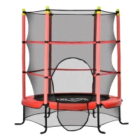 HOMCOM Trampolín para Niños +3 Años con Superficie de Salto Ø110 cm Red de Seguridad y Cubierta Protectora Ø163x163 cm Rojo(m-12)