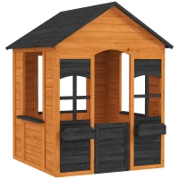 AIYAPLAY Casetta in Legno Bambini con Vasi Fiori, per Gioco Esterno/Interno, Età 3–8, Marrone(m-1)
