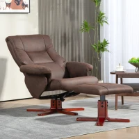 HOMCOM Faux Microfibre Leather Manual Recliner and Footstool Set - Dark Brown(m-10)