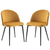 HOMCOM Pack de 2 Sillas de Comedor Tapizadas en Terciopelo con Respaldo Acolchados Patas de Metal Carga 90 kg 49x50x77 cm Camel(m-12)