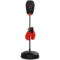 AIYAPLAY Saco de Boxeo para Niños de +5 Años con Guantes de Boxeo Altura Ajustable de 88-124 cm y Base Rellenable Negro(m-11)