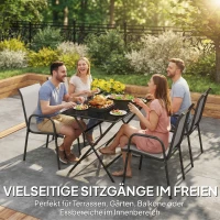 Outsunny Gartenstühle 4er Set Stapelbare Terrassenstühle mit Atmungsaktive Rücken, Armlehnen 120 kg Belast(m-4)