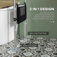 HOMCOM Free Standing Toilet Frame, Height and Width Adjustable Toilet Safety Frame with Arms, 2 Additional Suction Cups, Storage for Elderly, Disabled, Handrail Grab Bar, 136kg Weight Capacity(m-5)