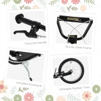 HOMCOM Kick Scooters for Kids with Adjustable Height, Anti-Slip Deck, Dual Brakes, Rubber Tyres, for Boys and Girls Aged 5+ Years Old - Black(m-6)