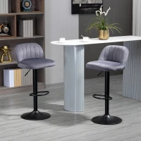 HOMCOM Lot de 2 tabourets de bar design contemporain avec repose-pieds hauteur réglable et pivotant gris(m-10)