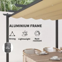 Outsunny 3 x 4m Aluminium Pergola, with Retractable Roof - Khaki(m-7)
