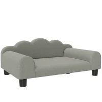PawHut Divano per Cani con Braccioli di Supporto, in Legno e Tessuto French Terry, 66x42x28.5 cm, Grigio(m-1)