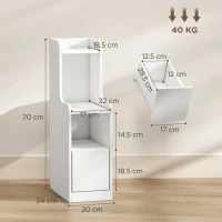 HOMCOM Set de 2 noptiere cu stație de încărcare, noptiere moderne cu sertar, polițe deschise, alb(m-3)