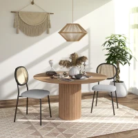 HOMCOM Lot de 2 chaises salle à manger chaises de cuisine dossier en rotin tissu respirant cadre acier 44 x 54 x 87 cm gris(m-2)