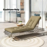Outsunny Sun Lounger Cushion, Memory Foam Patio Chair Cushion with Ties, Outdoor Seat Pad Fits 190 x 60 cm Lounger, Sand(m-2)