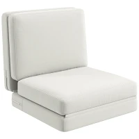 HOMCOM Faltbarer Bodensessel mit Kissen, wandelbares Polstersofa, Wohnzimmer, Gästezimmer, Büro, 75 x 268 x 18 cm, Cremeweiß(m-1)