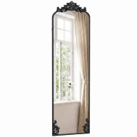 HOMCOM Floor Mirror, 50 x 160 cm Full Length Mirror with Baroque Metal Frame for Bedroom, Living Room, Dressing Room, Black(m-15)
