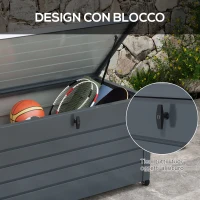 Outsunny Baule da Esterno da 311L con Serratura e 2 Maniglie, in Acciaio Zincato, 120x62x66 cm, Grigio Scuro(m-7)