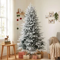 HOMCOM Árvore de Natal com neve artificial 180 cm com 1.920 pontas, sistema dobrável, artificial, de perfil cheio(m-4)